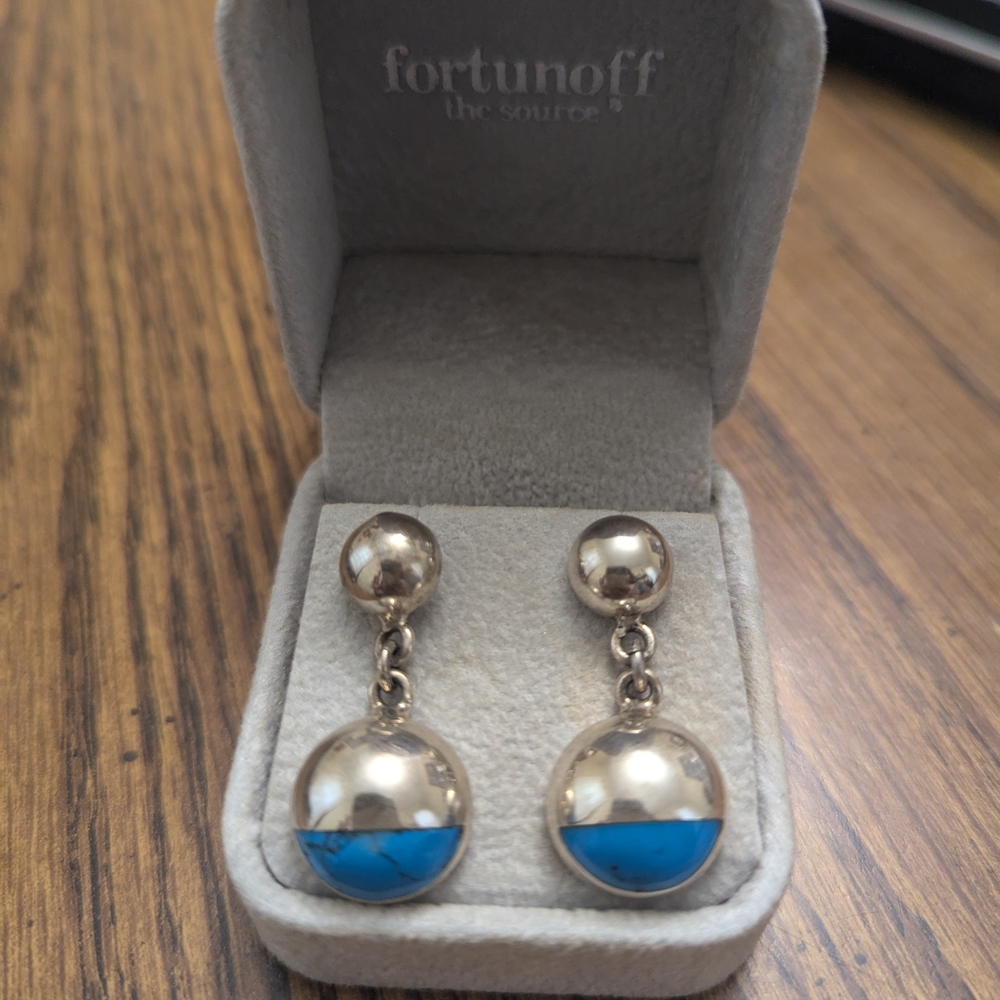 Silver and Blue Drop Earrings